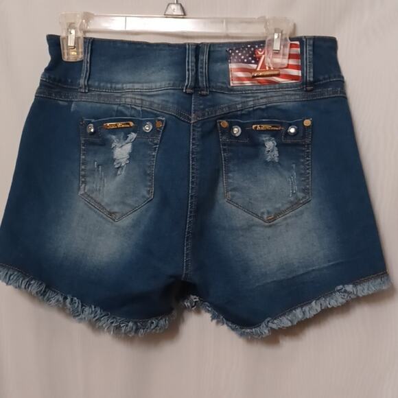 ZELEKIA Denim Jeans Shorts Distress and Raw Edge Hem. Size 14 - Picture 6 of 13